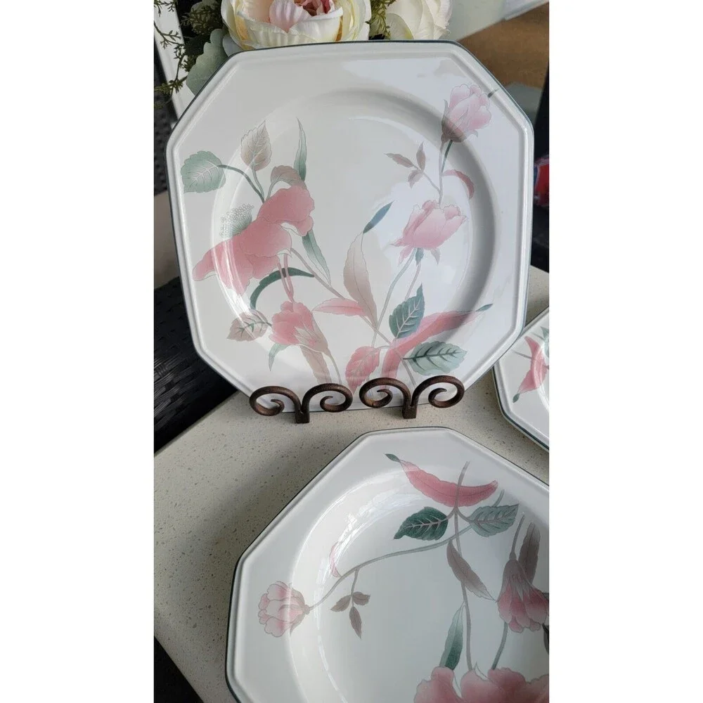 Set of Mikasa Continental Silk Flowers Square Dishes, Bowls, Cups, Saucers
